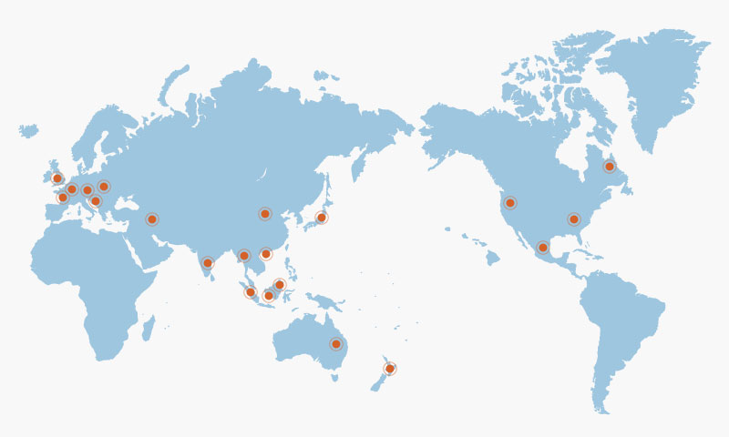 The image is map of Partner Universities of Cheongju University